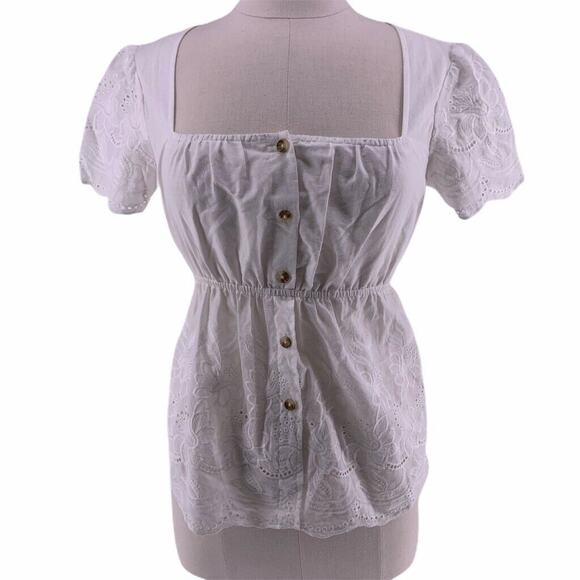Show Me Your MuMu Button-Up Milkmaid Blouse S New - Picture 1 of 9